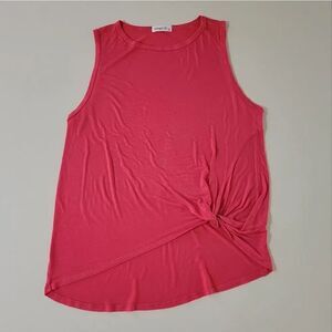 Ginger G Women's Red/Orange Front Twist Knot Tank Top